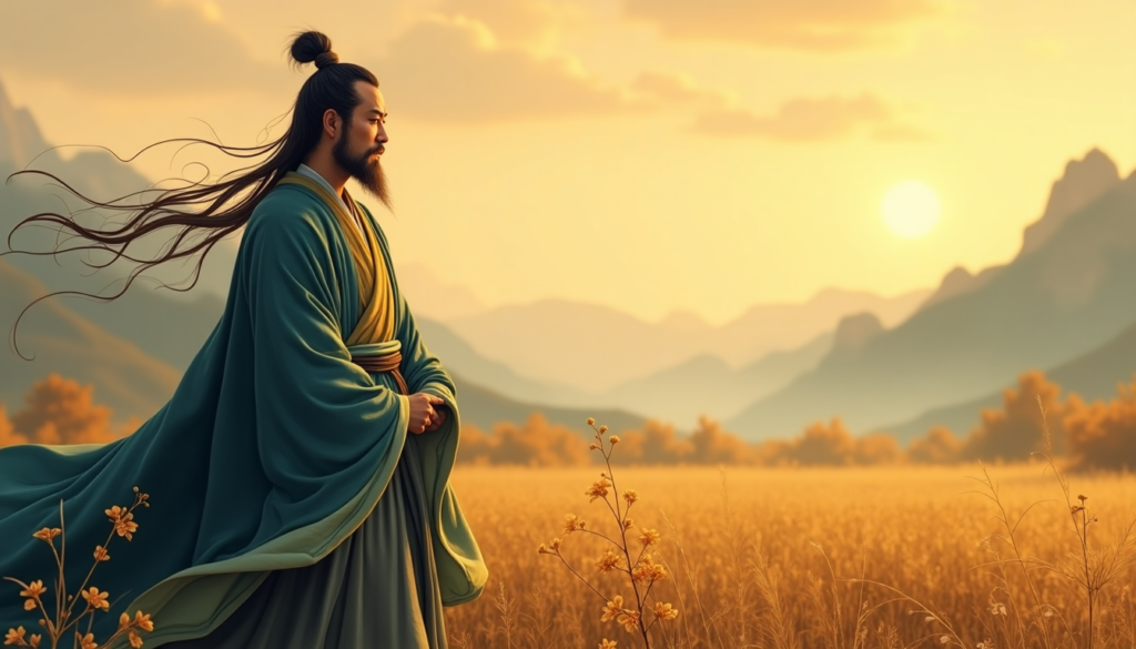 Confucio reflexionando en paisaje de Luoyang.