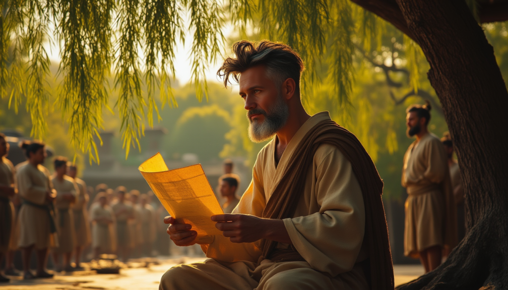 Darío Naviar meditando bajo un sauce en China 500 a.C.