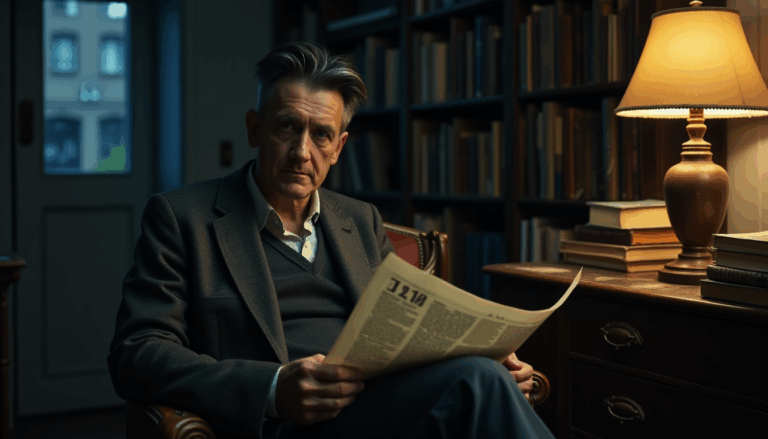 George Orwell reflexionando en su habitación en Londres.