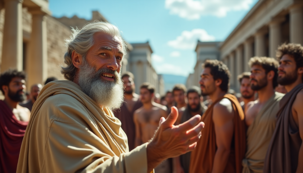 Socrates discutiendo en el Agora de Atenas 399 a.C.