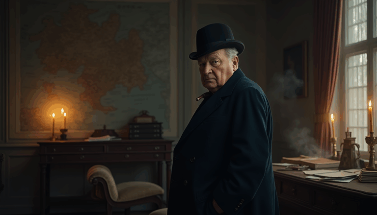 Winston Churchill en su despacho durante la Segunda Guerra Mundial