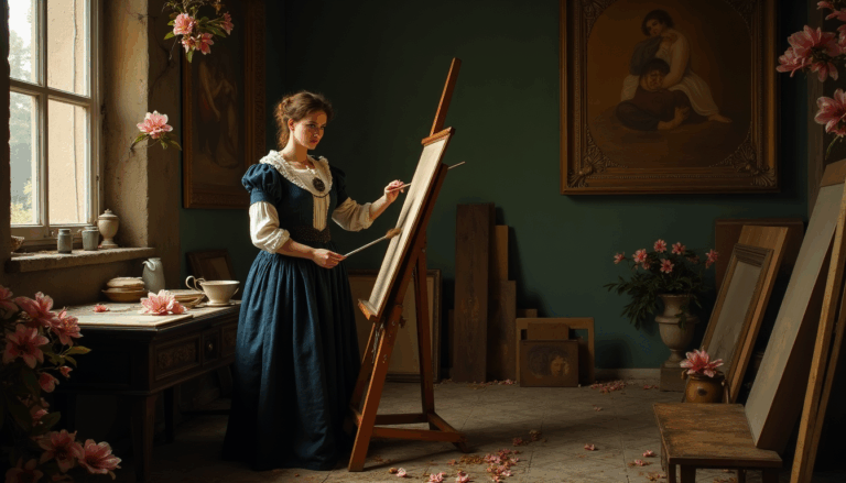 Artemisia Gentileschi trabajando en su estudio en Roma, 1625.