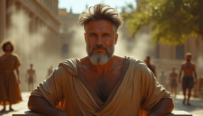 Darío Naviar, el Guardián Eterno, en el Agora de Atenas.