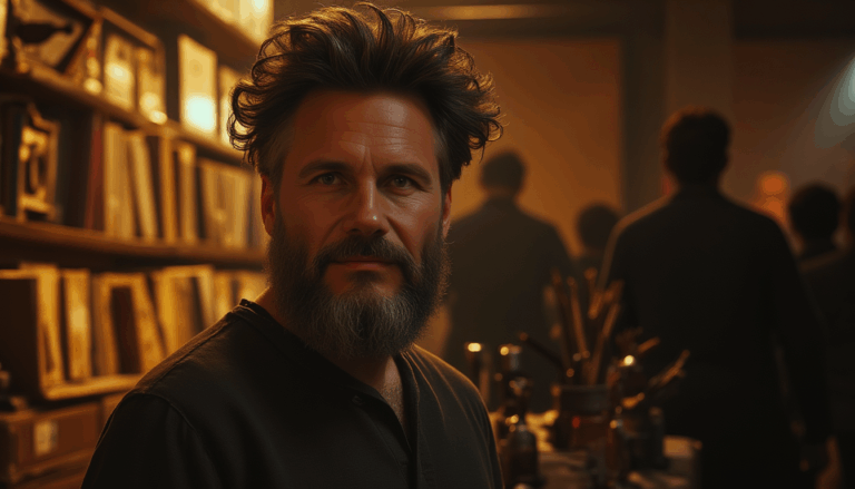 Darío Naviar en un laboratorio del siglo XIX reflexionando