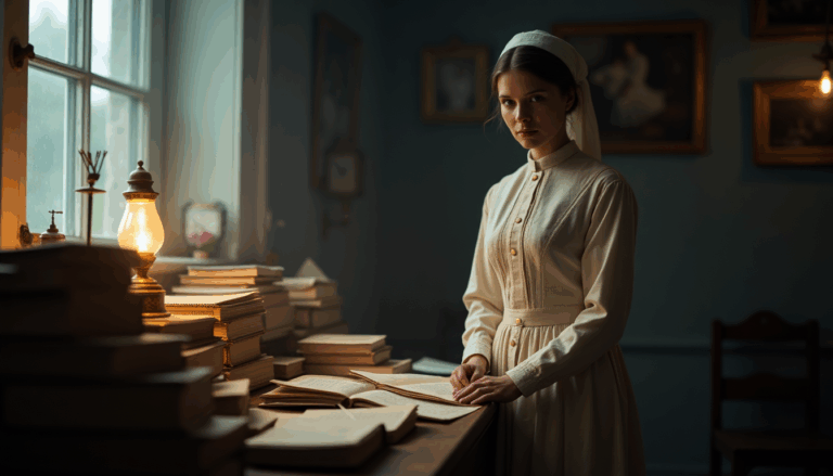 Florence Nightingale organizando datos en su sala, 1854