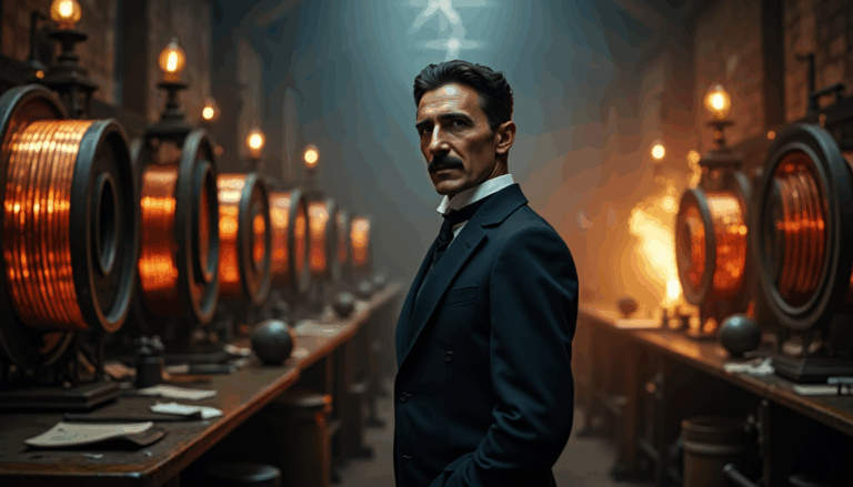 Nikola Tesla en un laboratorio de Nueva York, 1898.