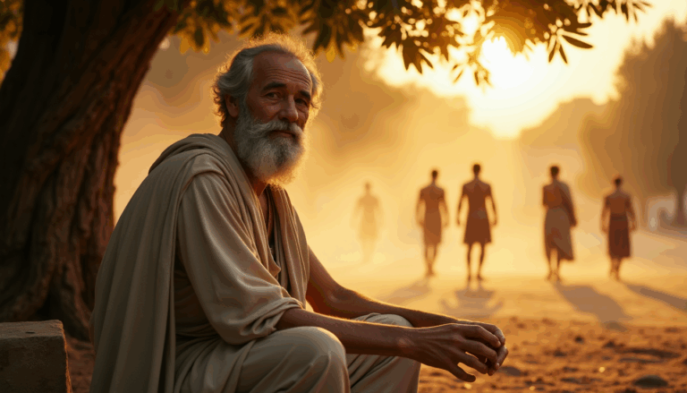 Sócrates reflexionando bajo un olivo en Atenas.