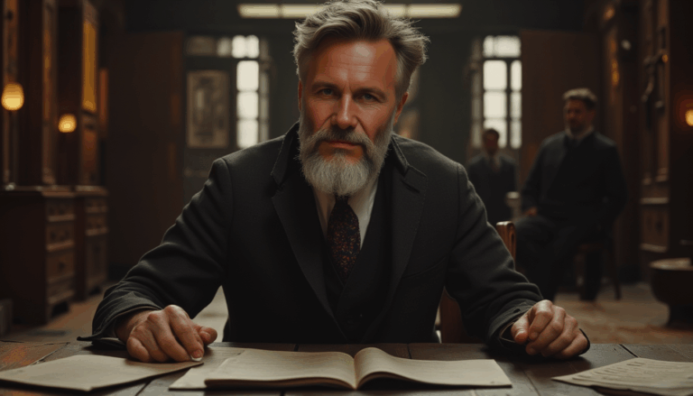 Darío Naviar analizando documentos en hospital de Londres, 1860