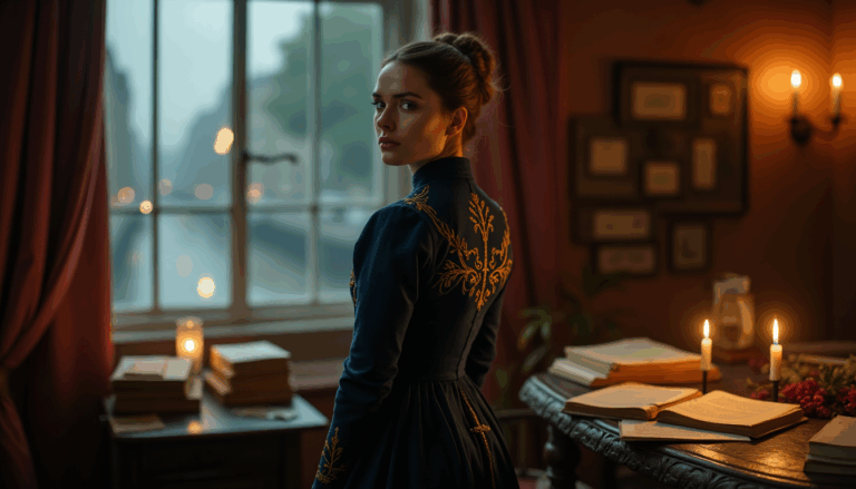 Florence Nightingale en su estudio en Londres, rodeada de datos.