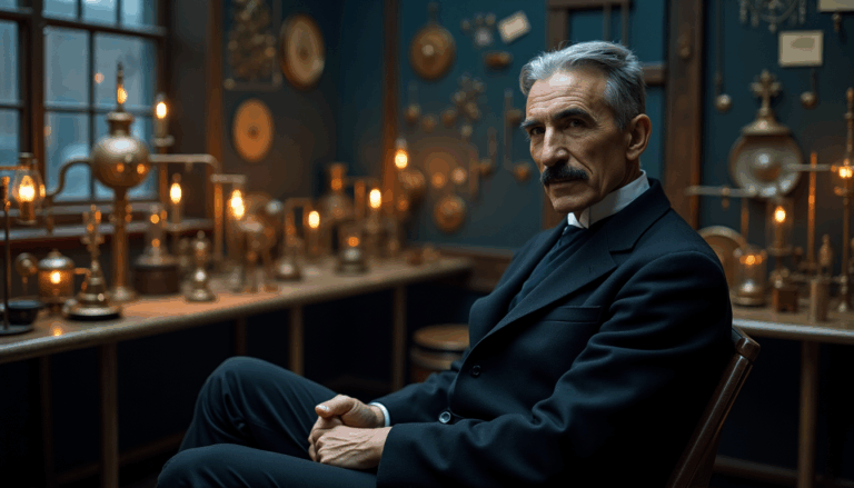 Nikola Tesla en un laboratorio en Nueva York, 1943.