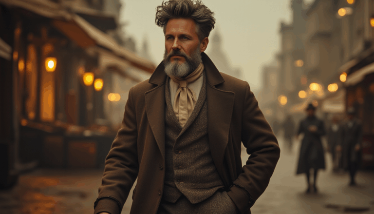 Darío Naviar vestido con atuendo del siglo XIX en Londres.