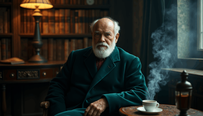 Sigmund Freud en un estudio de Viena, 1906, en profunda reflexión.