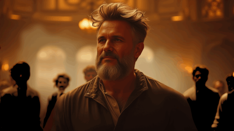 Darío Naviar en un ambiente victoriano iluminado