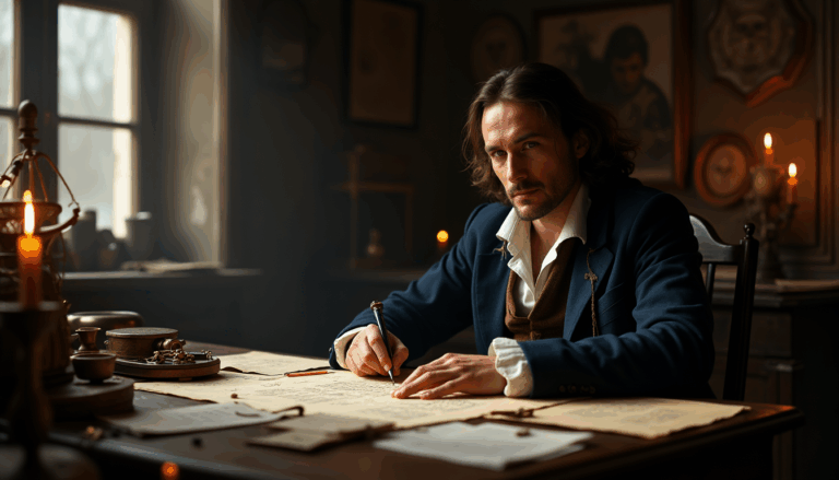 Blaise Pascal reflexionando en su estudio parisino, 1660.