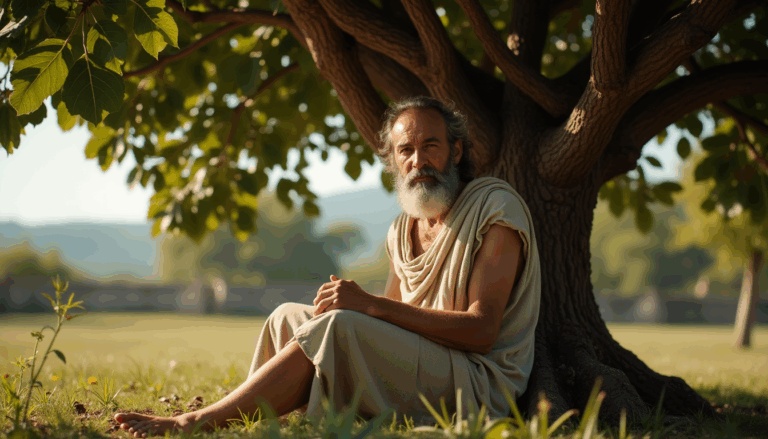 Sócrates reflexionando bajo una higuera en Atenas, 399 a.C.