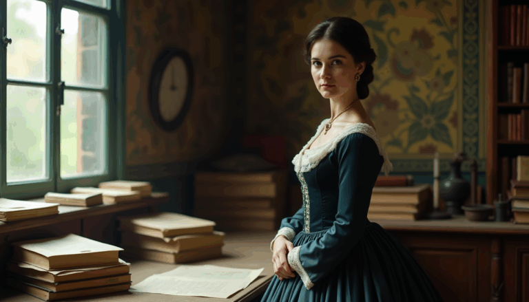 Ada Lovelace reflexionando sobre la computación en Londres, 1843.